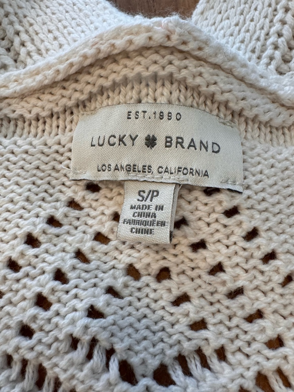 NWT Lucky Brand Pointelle Cardigan Women’s Small Open Front Crocheted Off White - Picture 4 of 12